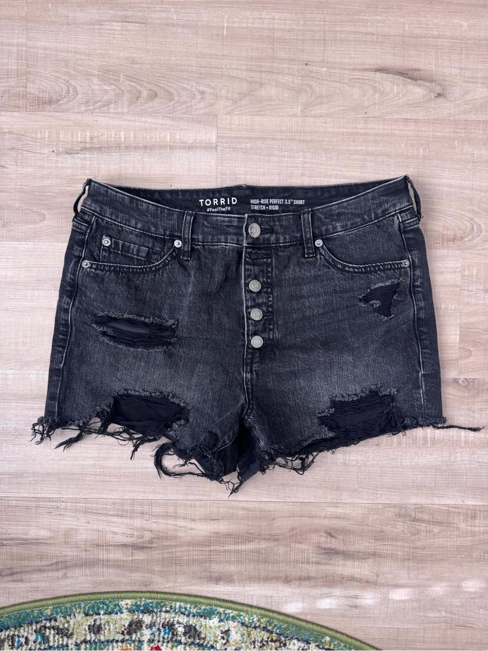 TORRID Nightfall 3.5” Black distressed shorts | 12